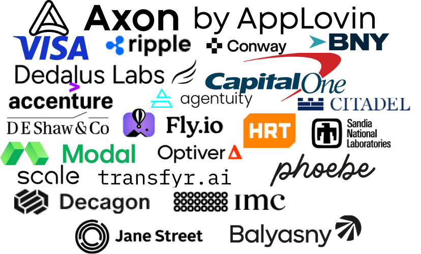ScottyLabs sponsors: Axon by AppLovin, Visa, Ripple, Conway, BNY, Dedalus Labs, Capital One, Accenture, Agentuity, Citadel, D.E. Shaw & Co, Fly.io, HRT, Sandia National Laboratories, Modal, Optiver, Scale, transfyr.ai, Phoebe, Decagon, IMC, Jane Street, and Balyasny.